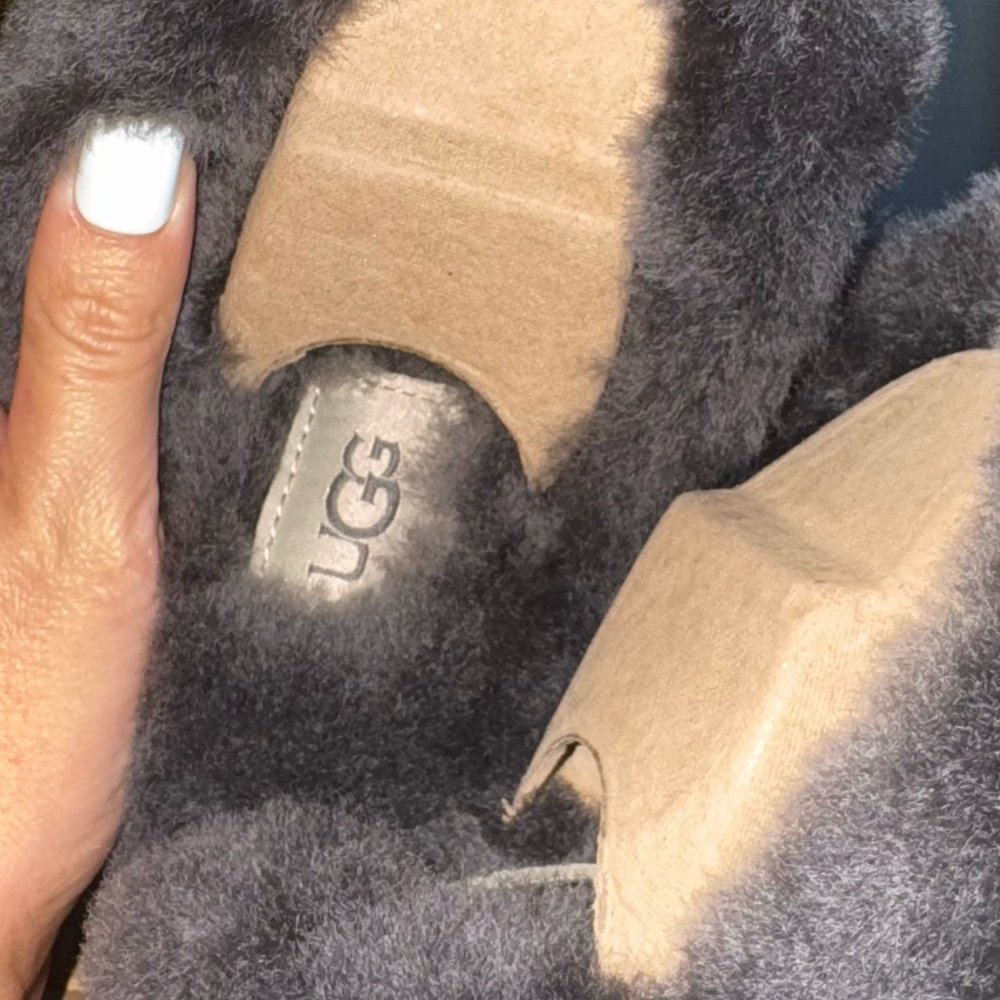 UGG Disquette Platform Slipper Water-Resistant Suede, Charcoal Gray, Size US 6 - Picture 11 of 12